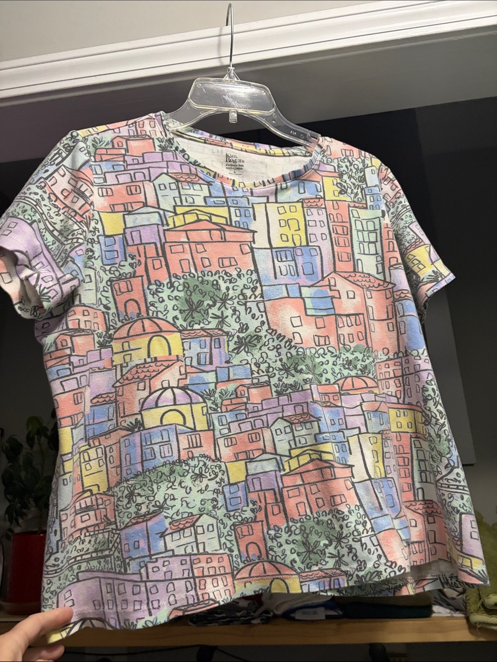 Kim Rogers Pastel Cityscape Short Sleeve Tee - Multicolor